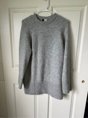 Cozy Women's Crewneck Sweater Dress - Light Gray